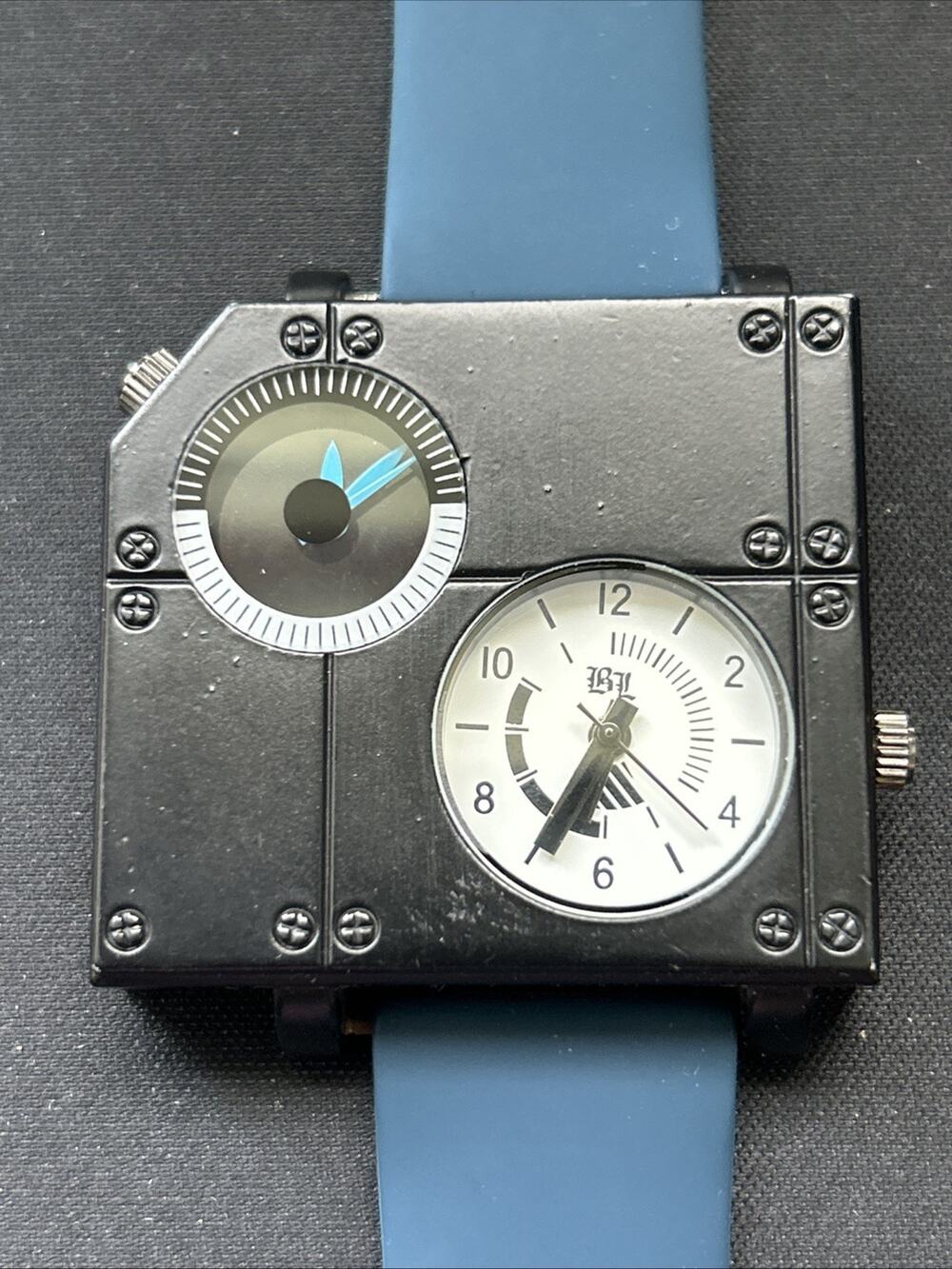 Dual Time Black Case Men’s Quartz Watch